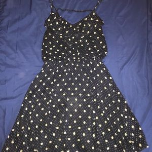 Navy Blue and White Polka Dot Dress